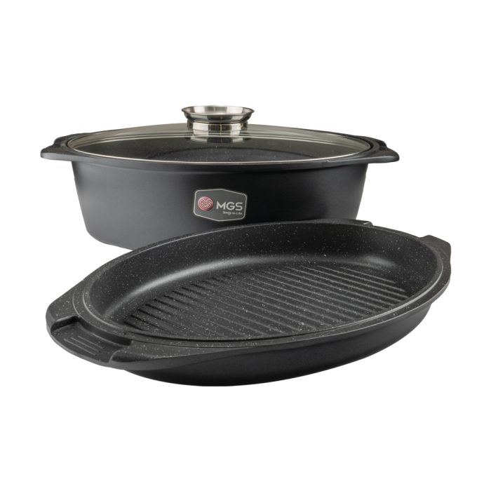 تابه مرغ و ماهی سایز 38 سه تیکه مدل ایتالیا B مشکی ام جی اس