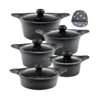 سرویس قابلمه 12 پارچه گرانیت طرح کره ای C کد KC1216 مشکی ام جی اس